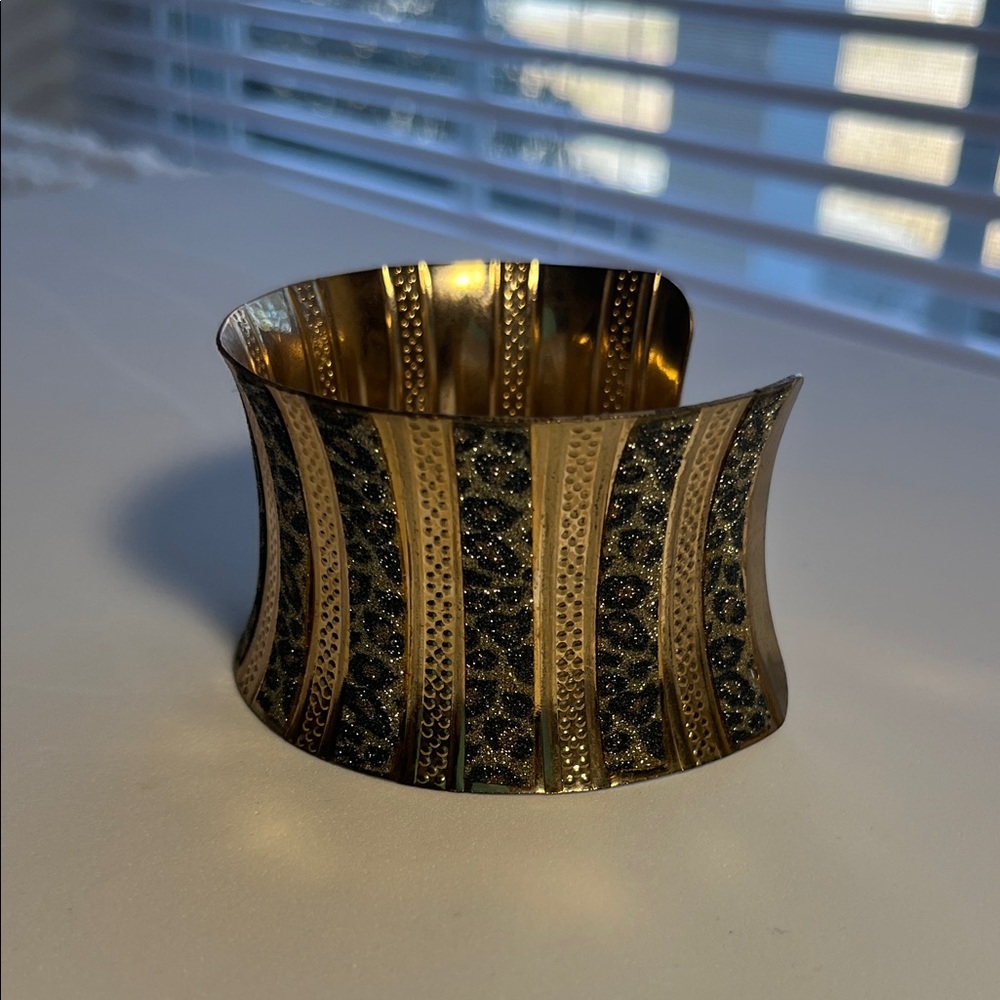Gold And Patterned Cuff Bracelet - image 1